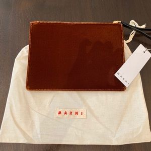 Marni Camel Velvet Pouch / Clutch NWT
